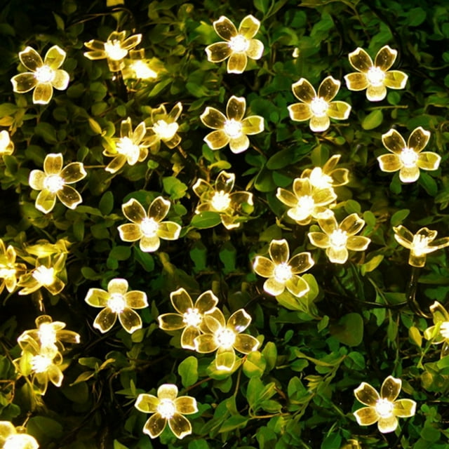 Cherry Blossom Flower Garland LED String Fairy Lights Crystal Flowers For Indoor Wedding Christmas Decors