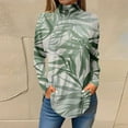 thumbnail image 2 of TQWQT Cowl Neck Tops for Women Plus Size Floral Printed T Shirts Turtleneck Long Sleeve Loose Fit Curved Hem Graphic Tee Fall Outfits 2024 Green L, 2 of 5