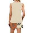 thumbnail image 6 of Floral Resort Wear Co-ord Set for Women - Sleeveless Square Neck Top & Drawstring Waist Shorts with Pockets, Trendy Summer Vacation Matching Outfit Beige L, 6 of 6