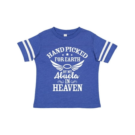 

Inktastic Handpicked for Earth by My Abuela in Heaven with Angel Wings Gift Toddler Boy or Toddler Girl T-Shirt