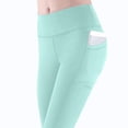 thumbnail image 5 of LEAVINGSUO Yoga Pantsfor Women Workout Out Pocket Leggings Fitness Running Sport Pants Base Layer Pants Mint Green S, 5 of 9