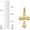 thumbnail image 5 of Floreo 14k Yellow Gold 0.9" Graduated Openwork Two-Tone Cross Charm Pendant with optional Adjustable Chain Necklace, 5 of 8