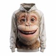 thumbnail image 2 of Men's Women's Funny Monkey Chimpanzee 3D Graphic Hoodie Novelty Pullover Sweatshirt with Drawstring Casual Activewear, 2 of 5