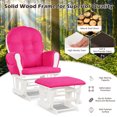 thumbnail image 2 of Gymax Glider & Ottoman Cushion Set Wood Baby Nursery Rocking Chair Pink, 2 of 7