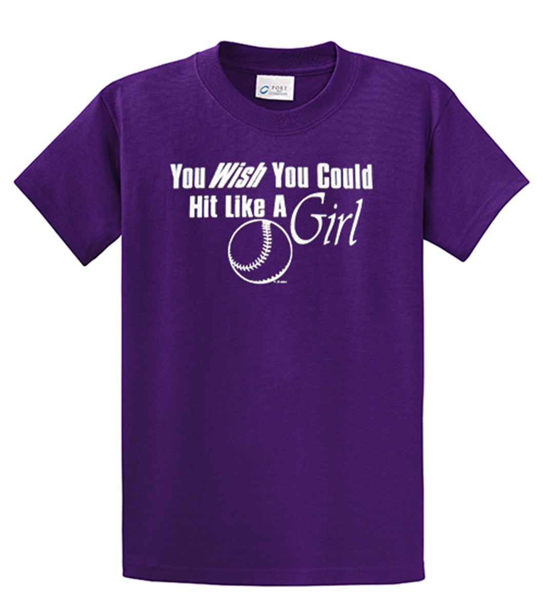 Softball Short Sleeve T-shirt Wish You Could Hit Like A Girl Funny Girls Fast - Picture 71 of 90