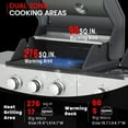 thumbnail image 4 of 37230BTU Propane Barbecue Grill, 3-Burner Gas Grill with Side Burner 37230BTU Output, Portable Outdoor Grill with Lockable Wheels, 2 Cooking Areas, Bottle Opener, Thermometer, 4 of 12