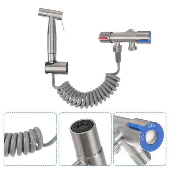 HEANUJJ 1Set Handheld Bidet Sprayer with Flow Control Easy to Install Silver