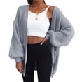 thumbnail image 2 of Womens Solid Color Lightweight Loose Sweaters Long Sleeve Open Front Cardigan Ribbed Knit Outerwear Tops, 2 of 7