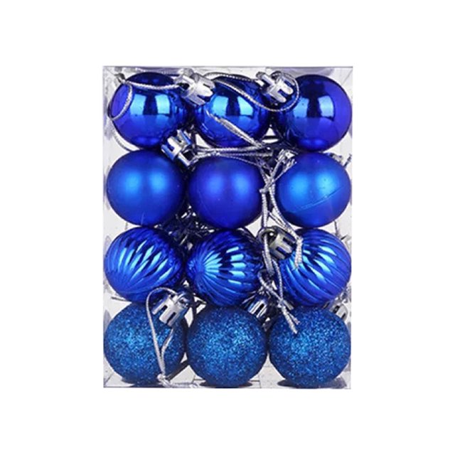 24 Uds bolas de Navidad hermosas artesanías bolas colgantes de 3cm para interior (azul real) Tmvgtek Para estrenar