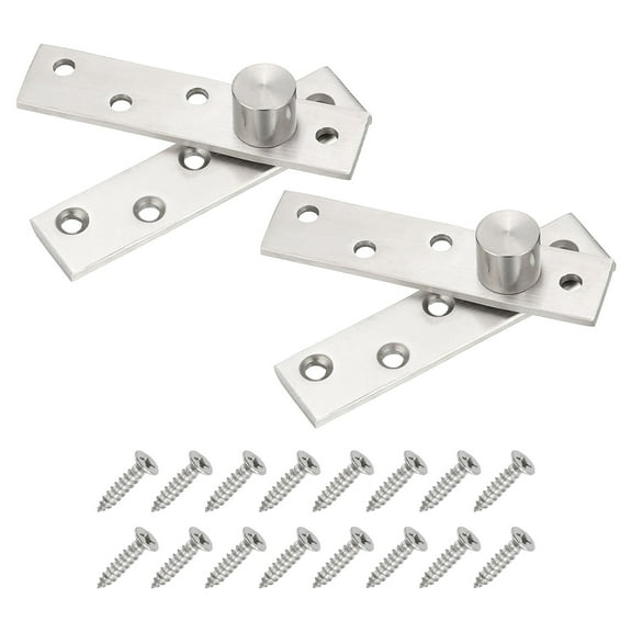 Door Pivot Hinges, 360 Rotating Hidden Door Hinges Eccentric Axis Up Down Shaft hardware L Size, Silver Tone 2 Set