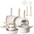 thumbnail image 1 of VEVOR 19 Piece Pots and Pans Set Nonstick, Granite Cookware Set, Induction Cookwares, Kitchen RV Cooking Sets with Frying, Sauce, Saute, Tempered Glass Lids, and Pan Protectors, White, 1 of 8