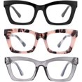 thumbnail image 2 of GFDYREE 3 pack Oprah style Spring hinge Readers Blue Light Blocking Computer Square Reading Glasses for Women Men, 2 of 6