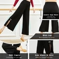 thumbnail image 3 of Pantalones de yoga para mujer Pantalones de entrenamiento de pierna ancha de cintura alta con abertura, 3 of 8