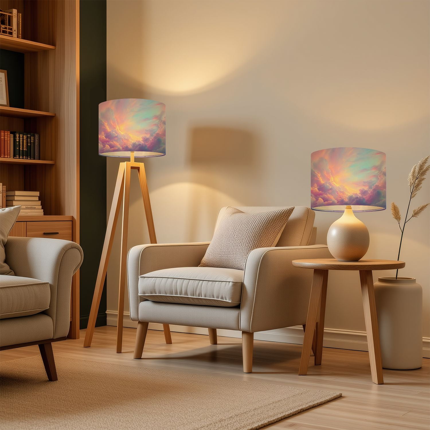 Lampshades 2 Pack Colorful Cloud Kids Clouds Sunset Sky Pastel Hues Light Reflections 13"x13"x10" Light Shade for Table Lamps Floor Lamps Drum Lamp Shades Lampshade Replacement Easy Assembly