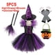 thumbnail image 3 of Disfraz de bruja de Halloween para niñas, traje de Cosplay para carnaval, Fiesta infantil, conjunto de ropa para niños, bolsa, sombrero, escoba, 3 of 5