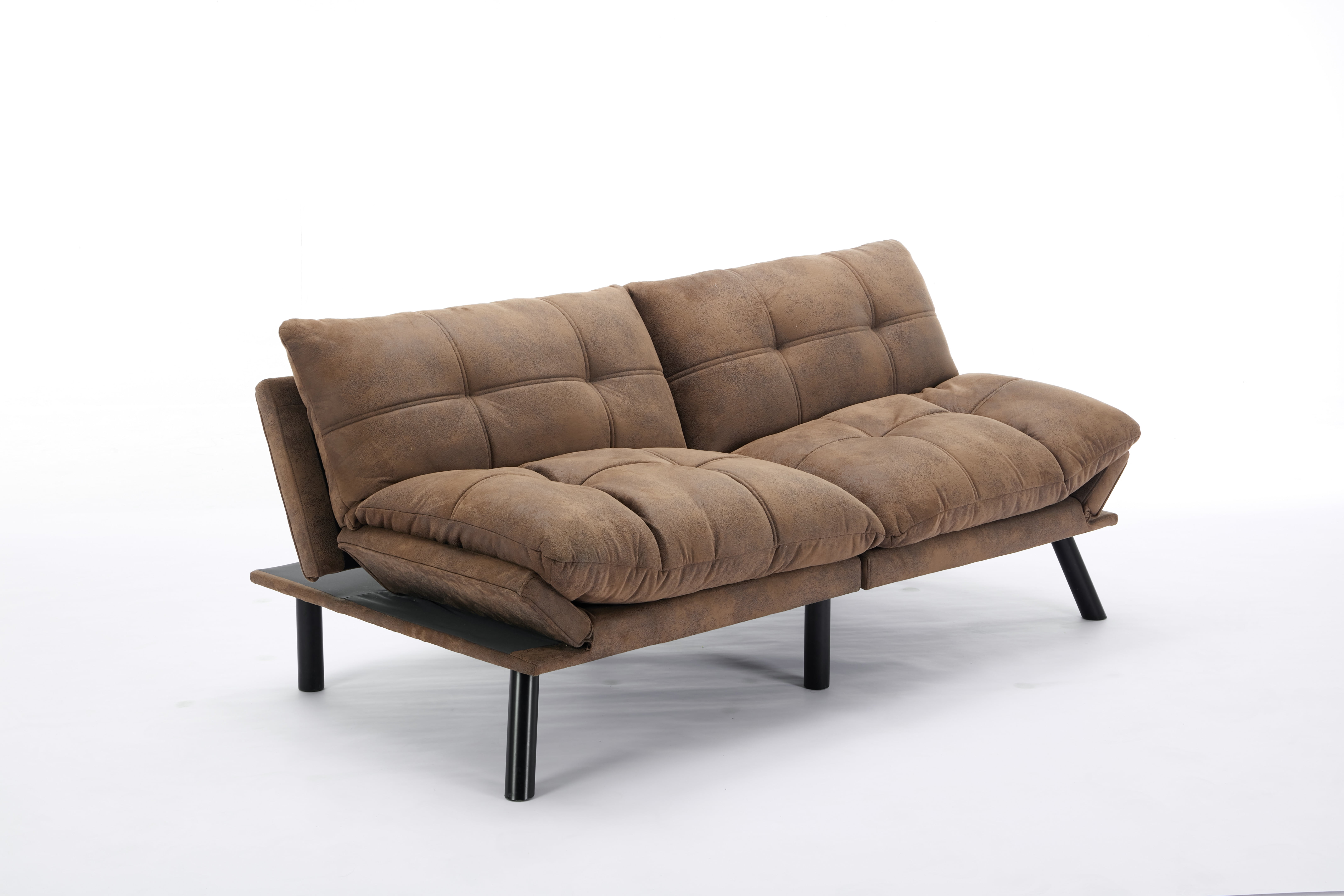 Gewnee Convertible Folding Modern sofa Bed,Upholstered Loveset,Adjustable Armrest and Backrest,Suitable for Living rooms and Apartments.Brown