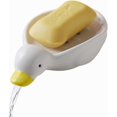 thumbnail image 1 of Jabonera con drenaje automático, jabonera con forma de pato, para baño, bañera, cocina, fregadero, bandeja de cerámica (pato), 1 of 5