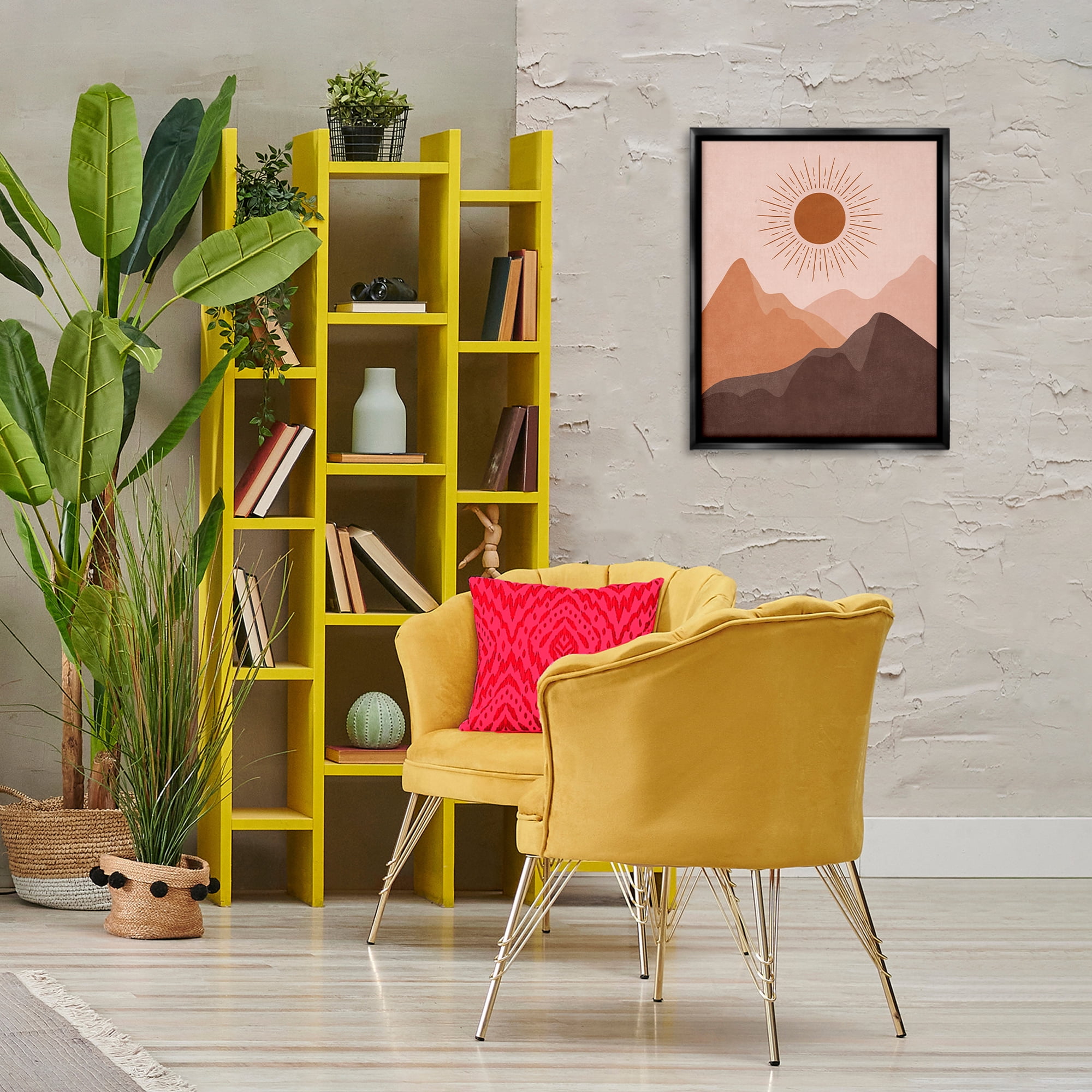Stupell Industries Rust Boho Mountains Landscape & Nature Painting Black Floater Framed Canvas Art Print Wall Art, 17 x 21