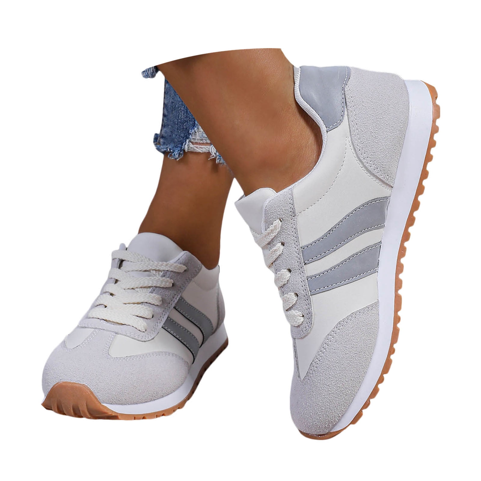 Womens Tennis Shoes Platform Clearance Neutral Lightweight Running Shoes Breathable Soft Workout Sneakers Size 8 Grey