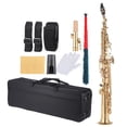 thumbnail image 1 of Brass Straight Soprano Sax Saxophone Bb B Flat Woodwind Instrument Natural Shell Key Carve Pattern with Carrying Case Gloves Cleaning Cloth Straps Cleaning Rod, 1 of 7