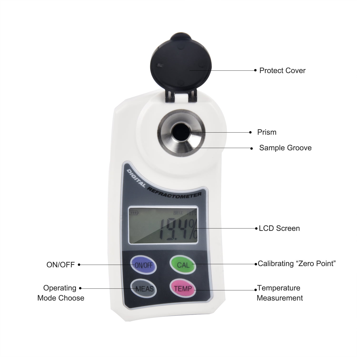Digital Brix Sugar Refractometer Electronic Handheld Sweetness Meter  Saccharimeter Measurement Ra 