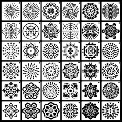 Angshop 13 Pack Mandala Dot Painting Templates Stencils for DIY Painting Art Projects