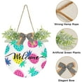 thumbnail image 2 of SKYSONIC Colorful Pineapple Welcome Sign Front Door Decor Round Door Hanging Sign Porch Decorations for Farmhouse Summer Holiday Fall Halloween Christmas - 12x12 inch, 2 of 7