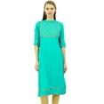 thumbnail image 1 of Bimba Womens Rayon Designer Tunic Lace Detail Yoke Kurtis Top Straight Blouse, 1 of 9