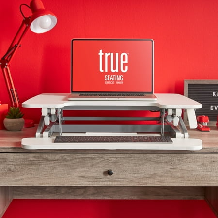 True Seating - Ergo Height Adjustable Standing Desk Converter, Small - White