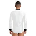 thumbnail image 2 of Alvivi Mens Shiny Rhinestone Deep V Neck Latin Tango Dance Shirt Leotard Ballroom Dance Costume White XXL, 2 of 7