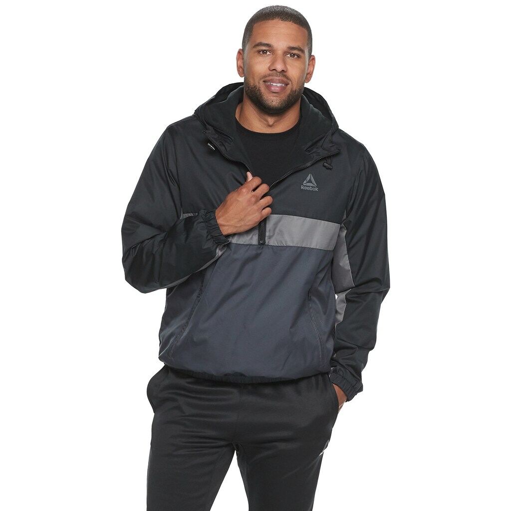 reebok men's sweater fleece mix jacket