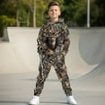 thumbnail image 2 of Uorisanigo Girls Boys Sweatsuit Set Oversized Camo Deer Hunter Pullover Hoodies and Athletic Cargo Jogger Sweatpants Pack of 2, Youth Activewear Set Fall Winter Outfits, 2 of 7
