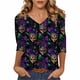 thumbnail image 3 of TaTaai Women's Fashion Christmas Printed Loose Casual V Neck With Three Quarter Sleeves And 3/4 Sleeves T-shirt Pullover Top Gift, 3 of 5