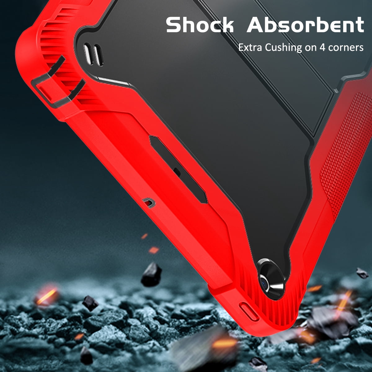 Casetego for iPad 9th/8th/7th Generation 2021/2020/2019(10.2 inch),Heavy Duty Military Grade Shockproof Rugged Protective 10.2" Cover with Built-in Stand for iPad 9 8 7 Gen,Black/Red