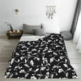 thumbnail image 5 of Honeii Black White Leaves Print Fleece Blanket - Throw Blanket for Bed, Sofa, Couch, Camping, and Travel , Microplush Ultra Soft Warm Blanket-80"x60", 5 of 7