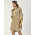 thumbnail image 3 of Moomaya Solid Women Long Cover Up Shirt, Button Down Long Collared Casual Sheer Shirt, 3 of 7