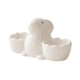 thumbnail image 4 of Huevera de cerámica con doble soporte para huevos de Pascua, bandeja para el desayuno. Blanco, 4 of 9