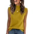 thumbnail image 2 of Sleeveless Mock Neck Turtleneck Knit Tops Women Dressy Casual Sweater Vest Business Work Tank Earthy Yellow S, 2 of 4