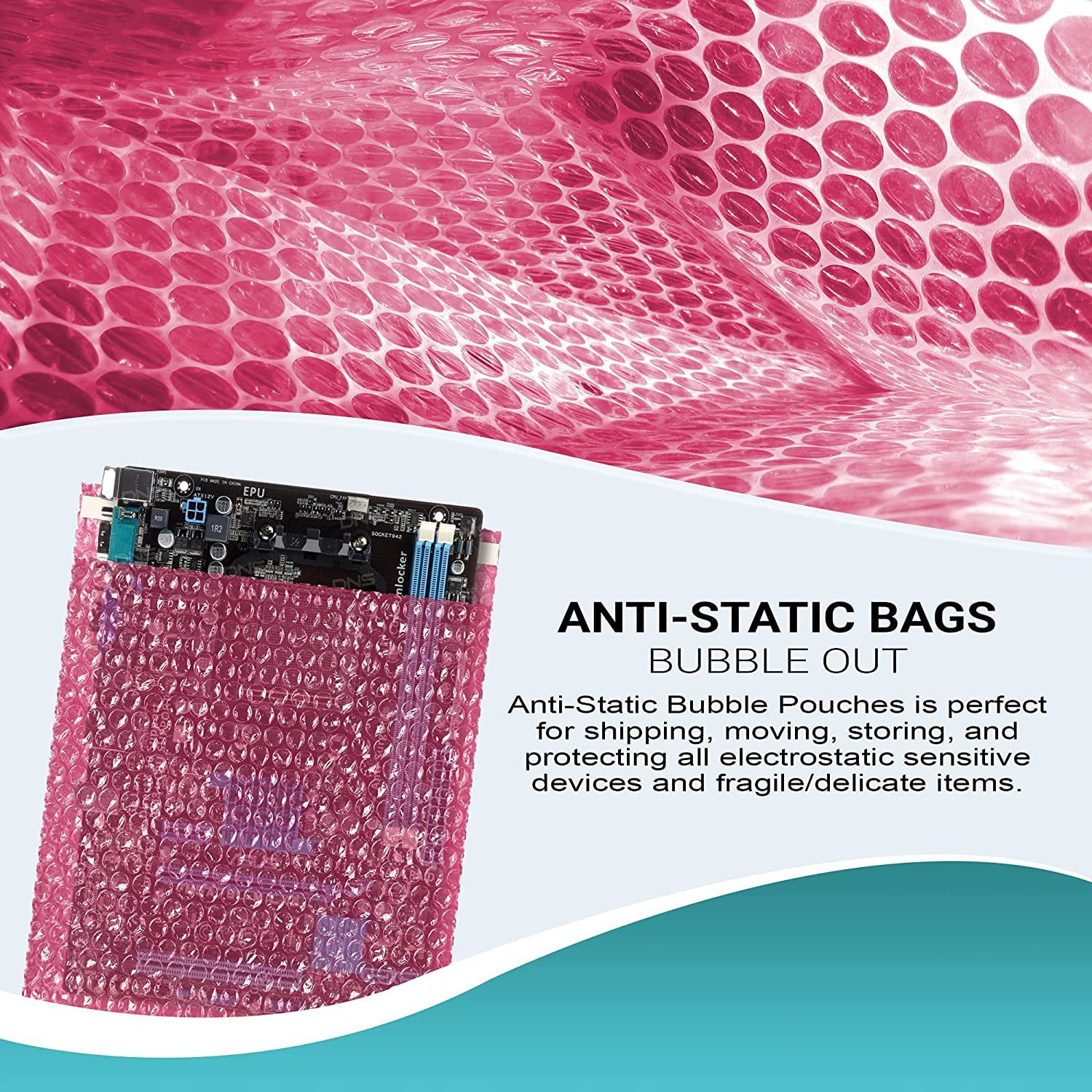 Pack of 10 Antistat 004-0014F Pink Antistatic Bubble Bag 180 x 235mm