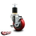 thumbnail image 2 of 3.5 Inch Red Poly Swivel 1-7/8 Inch Expanding Stem Caster with Brake SCC, 2 of 2