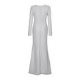 thumbnail image 5 of IDALL Wedding Guest Dresses,Prom Dresses Fashion Women Solid Color Long Sleeve V-Neck Long Formal Dress Maxi Dresses,Formal Dresses,Graduation Dress White Dress S, 5 of 8