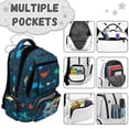 thumbnail image 7 of Kuiaobaty Shark Print Kids Backpack for Boys Large Capacity Bookbag with Bottle Holder Lightweight School Backpack for School, Blue, 7 of 7