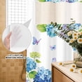 thumbnail image 3 of No Hook Shower Curtain, Blue Hydrangea Shower Curtains for Bathroom with See Through Top Window, Farmhouse Butterfly Spring Floral Waterproof & Washable Bath Curtain Standard 72"x72", 3 of 9