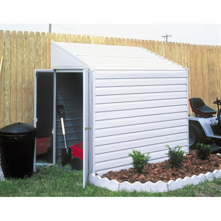 Yardsaver 4 x 10 ft. Steel Storage Shed Pent Roof Eggshell