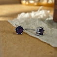 thumbnail image 4 of 1Ct Lab Created Amethyst Round Cut Beauty Stud Earrings 14K White Gold Plated, 4 of 4