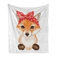 thumbnail image 1 of Fox Soft Flannel Fleece Throw Blanket, Drawing of Animal Wearing Polka Dotted Bandana, Cozy Plush for Indoor and Outdoor Use, 60" x 80", Apricot Dark Coral, by Ambesonne, 1 of 5