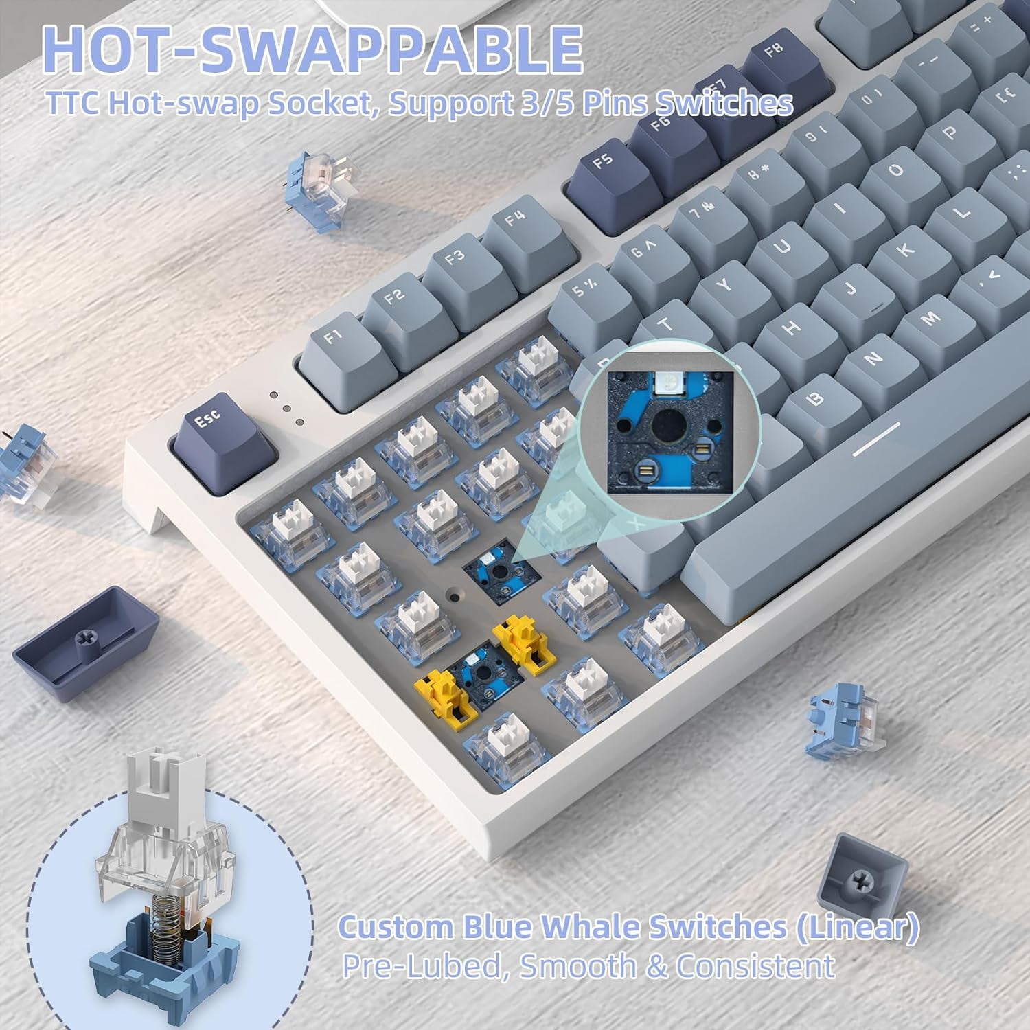 ATTACK SHARK K86 Wireless Mechanical Keyboard 75% with TFT Color Display & Knob Apex Pro TKL, 2.4G/Bluetooth/USB-C Wired RGB Backlit, Hot Swappable