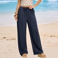 thumbnail image 7 of yillto Womens Straight Leg Pants Elastic Waist Drawstring Loose Causal Trousers Pant with Pockets, 7 of 7