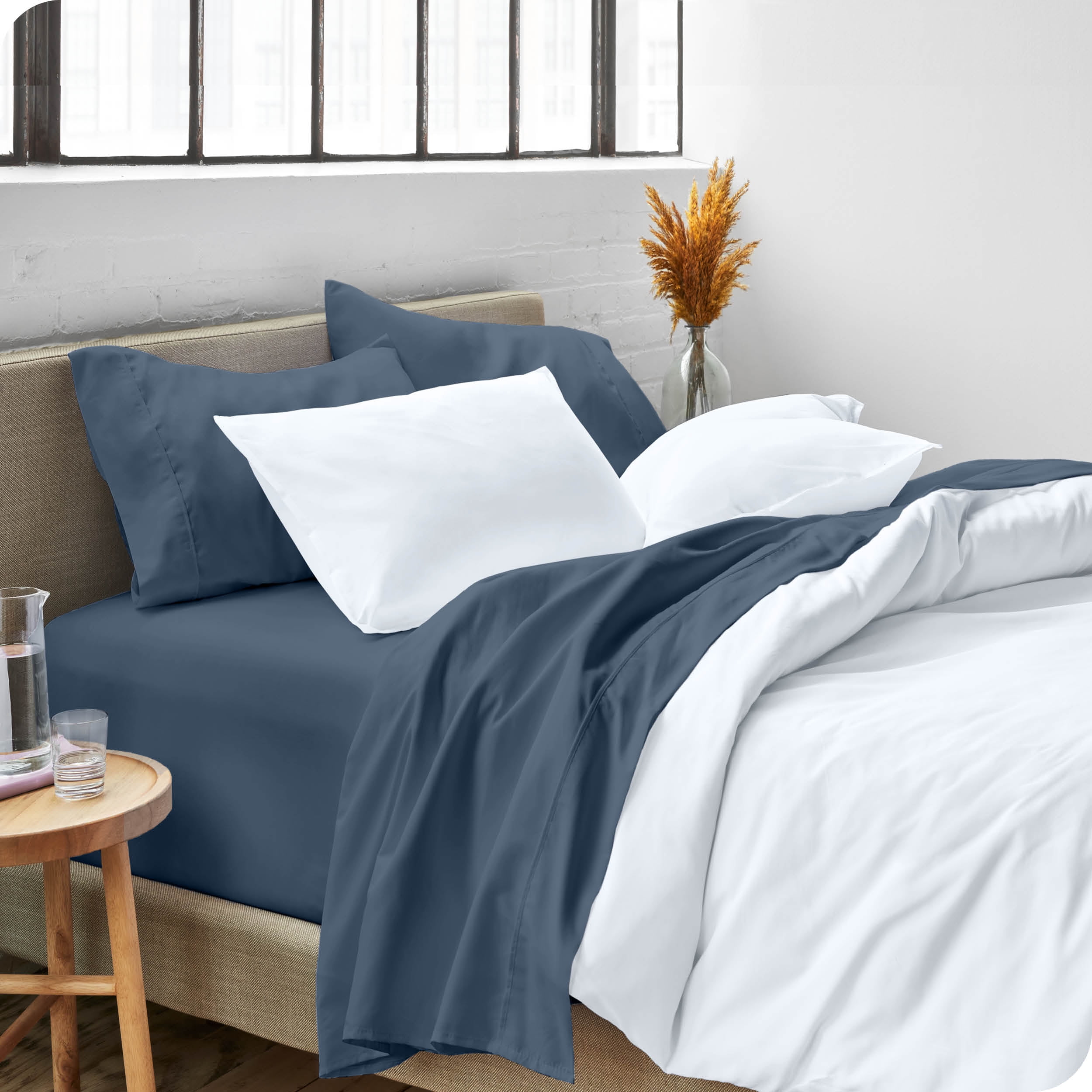 Bare Home Bering Sea Microfiber Sheet Set, Wrinkle Resistant, Deep Pocket, Queen
