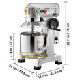 thumbnail image 6 of VEVOR Commercial Food Mixer, 20Qt Commercial Mixer with Timing Function, 750W Stainless Steel Bowl Heavy Duty with 3 Speeds Adjustable 108/199/382 RPM, Dough Hook Whisk, 6 of 9